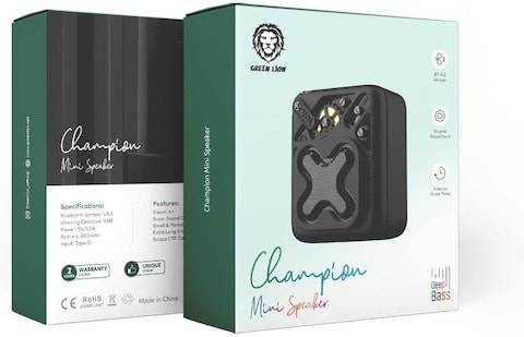 Green Lion Retro Champion Mini Speaker - Variety Design, Remote Shutter, Handheld Size, Louder Sound, Small Butheavy Duty (Black)