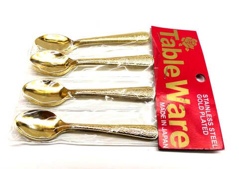 Generic 12-Piece Gold Plated Tea Spoon Set Gold 10 cm - Japan