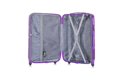 Senator Hard Case Medium Suitcase Luggage Trolley For Unisex ABS Lightweight Travel Bag with 4 Spinner Wheels KH1075 Highlight Purple