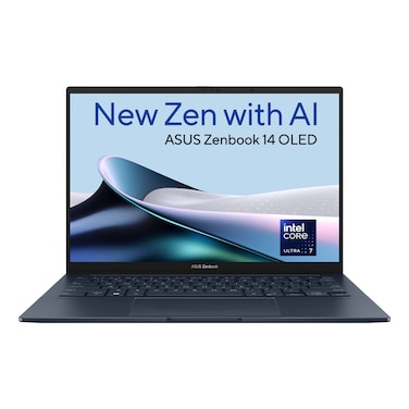 Asus Zenbook 14 OLED UX3405MA-OLEDU7B, Intel Core Ultra 7 Processor 155H, 16GB RAM, 1TB SSD, 14-inch 3K OLED, Windows 11 Home, Ponder Blue, English/Arabic