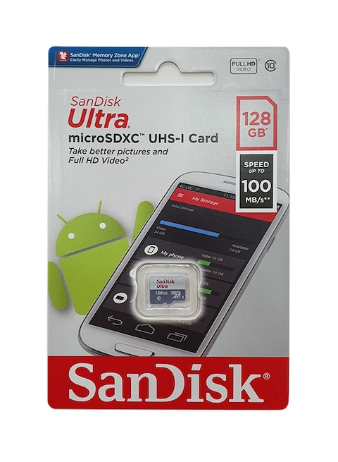 SanDisk - Ultra microSDXC UHS-I Class 10 Memory Card 128GB Grey/White