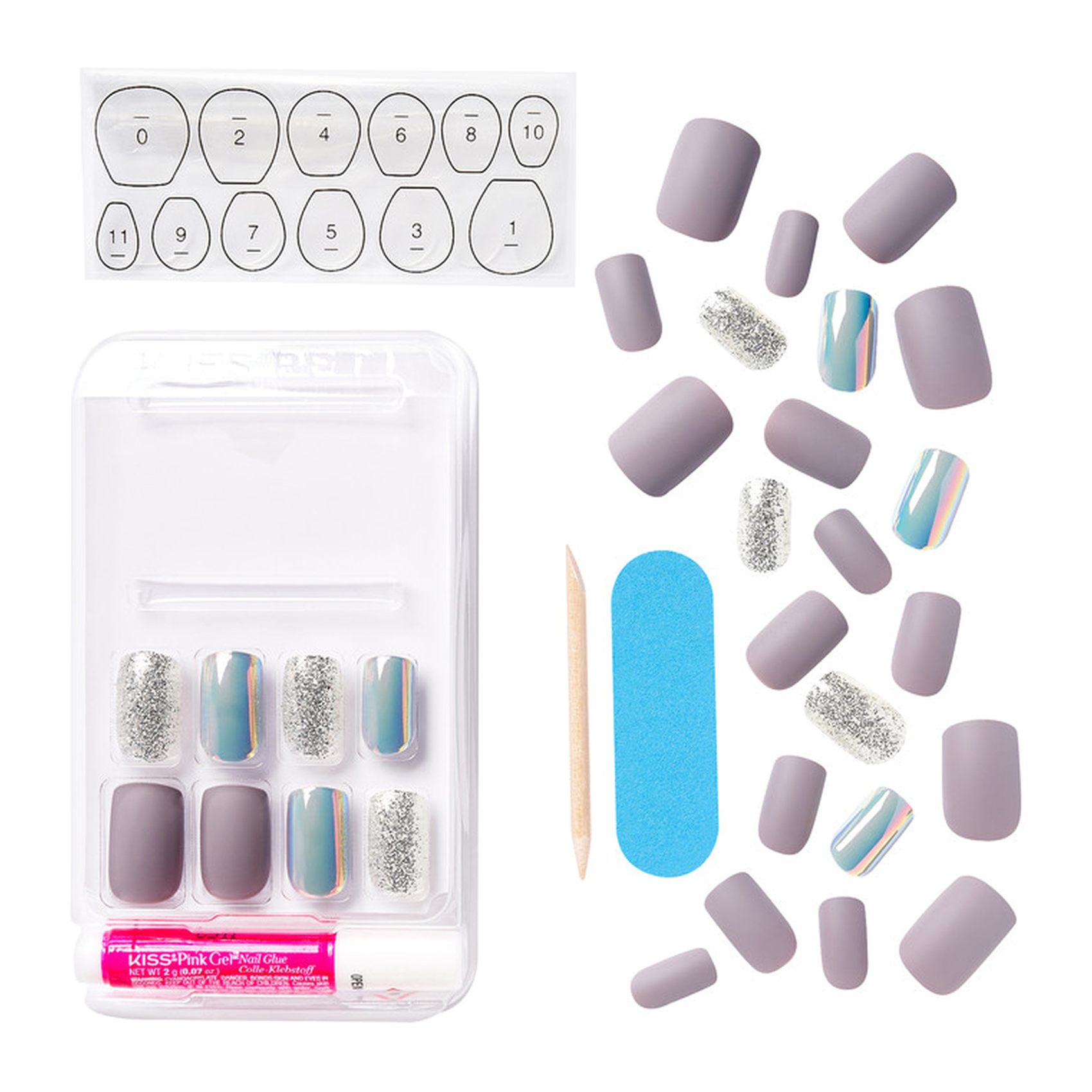 Kiss Glam Fantasy 3D Diamond False Nails Multicolour 28 PCS