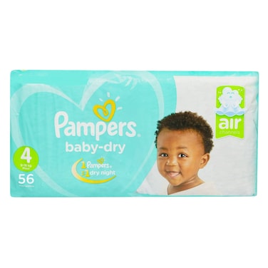 Pampers Baby Dry Diapers Maxi Size 4 56 Count 918 Kg