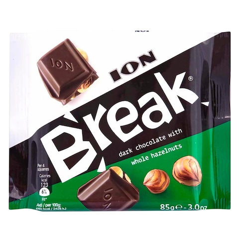 Ion Break Dark Chocolate with whole hazelnuts - 85 gram