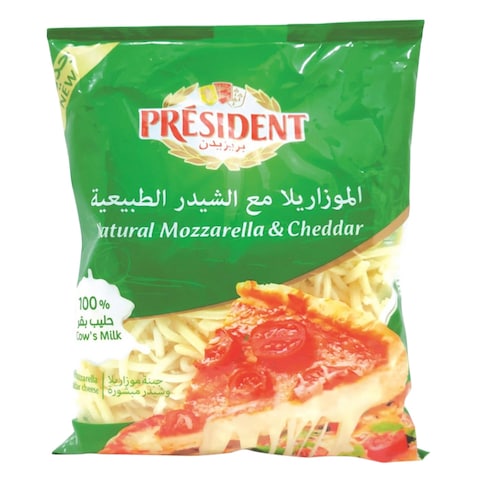 President Natural Shredded Mozzarella And Cheddar Cheese 200g