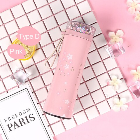 280ml Vacuum Flasks Flower Printing BPA Free Portable Stainless Steel Water Bottle