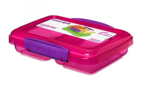 Sistema Small Split Lunch Divided Food Container, 350ml, Hot Pink