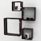 Wooden Twist Rafuf Intersecting Floating Wall Shelves with 4 Shelves Brown