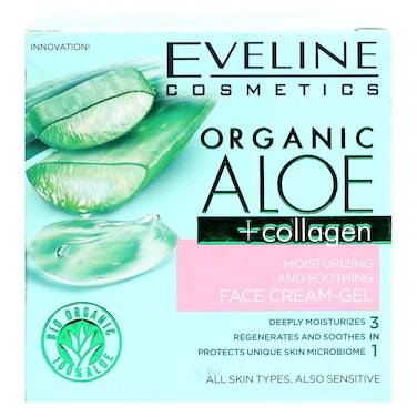 Eveline Cosmetics Organic Aloe + Collagen Moisturizing And Soothing Face Cream Gel Clear 50ml
