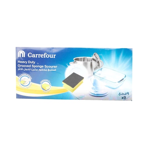 Carrefour Grooved Heavy Duty Scourer 9 PCS