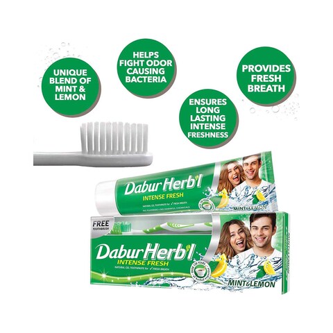 Dabur Herbal Intense Fresh Toothpaste With Toothbrush Green 150g