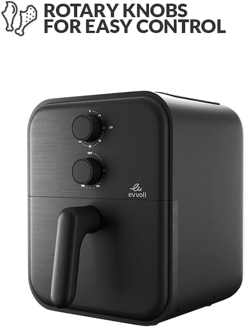 Evvoli Air Fryer 3.8L Timer And Adjustable Temperature Control Black, EVKA-AF3801B