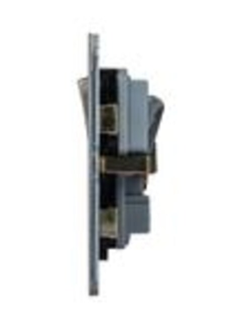 Schneider Ultimate Stainless Steel Screwless Flat Plate 13A 1 Gang Single Switch Socket Black Insert