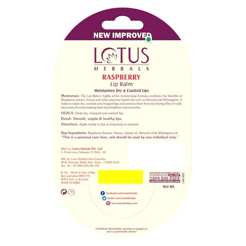 Lotus Herbals Raspberry Lip Balm Clear 5g