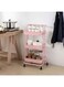 3 Tier Utility Rolling Storage Cart With Handles And Lockable Wheels Pink 43x36x86.5cm