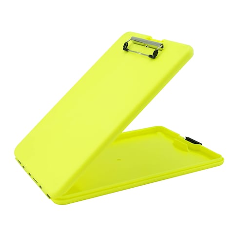 Saunders Hi-Vis Yellow SlimMate Plastic Storage Clipboard with Low Profile Clip - Portable Mobile Organizer for Home, Office, and Business Use (00573)