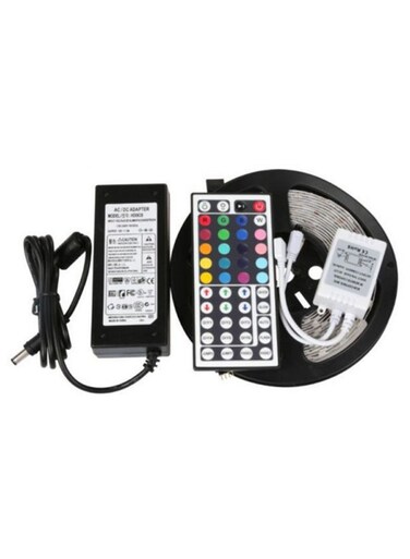 Generic Rgb Water Resistant LED Strip Lights With Remote Control And Power Adapter -Multicolour 5Meter