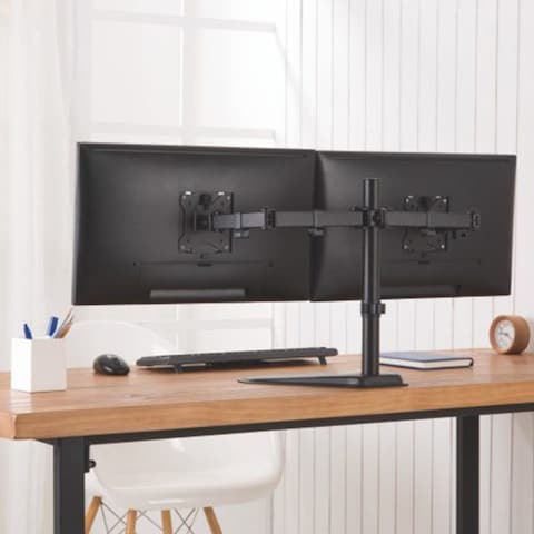 STARGOLD Dual Arm Monitor Desk Mount Stand For 17-32 Inch LCD/LED, Heavy Duty Gaming Monitor Stand Fully Adjustable Arms Hold 2 Screens