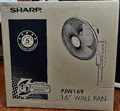 Sharp 16 Inches/40cms Blade 50 Watts Wall Mount Fan, Made In Malaysia, Pjw169 - Dark Grey