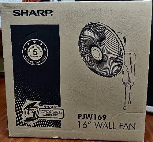 Sharp 16 Inches/40cms Blade 50 Watts Wall Mount Fan, Made In Malaysia, Pjw169 - Dark Grey