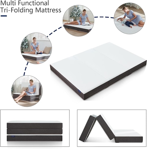 Vital Folding Mattress, Tri Folding Foam Mattress With Storage Cover, Size - W 90 X L 180 X L 14 Cm