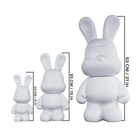 DIY MONEY SAVING COOL BUNNY (8.6 inch - 23 cm) ACRYLIC FLOW POUR PAINT SET COLORS: Light-Blue, Dark-Purple, Lemon-Yellow. Dubai Drip Arts and Crafts.