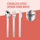 Eazy Kids Cutlery Set - Stainless Steel Spoon, Fork &amp; Knife with Silicone Case (Pink)