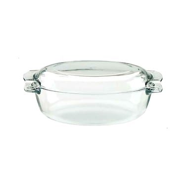 بايركس طاجن بيضاوي زجاجي مع غطاء - 3 لتر - شفاف