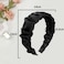 Aiwanto 2Pcs Ruffle Silk Black Hair Band Headband Womens Hair Accessories (Black&amp;Light Pink)