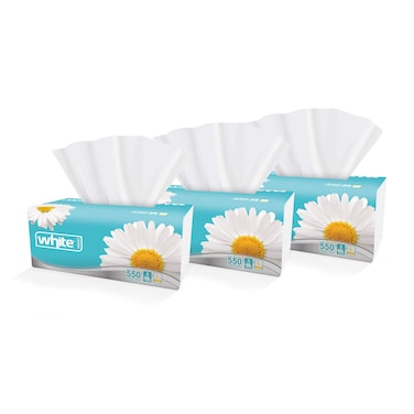مناديل للوجه من وايت - 550 منديل - 3 عبوات