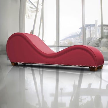 In House Romantic Chaise Longue Luxury And Romantic Design Sofa With Bed Mode Of Velvet Fabric With Lower Decorative Silver Buttons - Burgundy