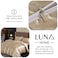Luna Home Silky Satin, King Size 6-Piece Bedding Set, Plain Beige Color