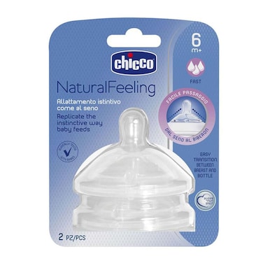 Chicco Natural Feeling Step-up Baby Bottle Teat - 6 Months+ - 2 Pieces