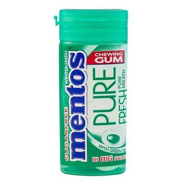 Mentos Pure Fresh Breath Sugar Free Winter Green Tea Chewing Gum 31.5g