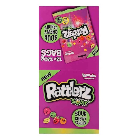 Bazooka Rattlerz Sour Chewy Candy 120g Pack of 12