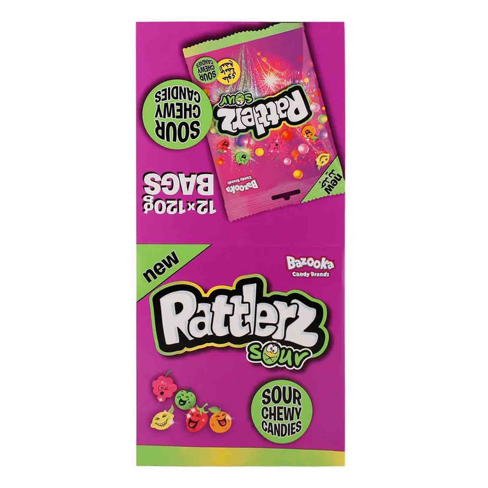 Bazooka Rattlerz Sour Chewy Candy 120g Pack of 12