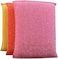 Royalford Royalbright Heavy Duty Mesh Cleaning Sponges- RF10631 Scrub Sponges For Kitchen, Sink And Bathroom Use Ideal For Dish Wash Liquid Multi-Purpose No Scratch Pack Of 3 Pink, Red And Yellow