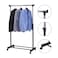 Adjustable Garment Rack Clothing Rail With Wheels Black