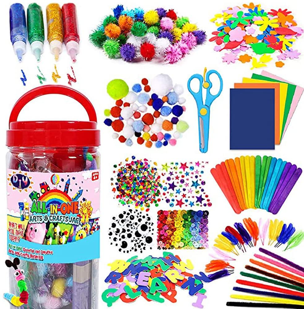 1000PCS Arts and Crafts Supplies for Kids Toddler DIY Art Craft Kits Crafting Materials Toys Set for School Home Projects Craft Supplies