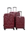 PARA JOHN 3-Piece Hard Side ABS Luggage Trolley Set 20/24/28 Inch Burgundy