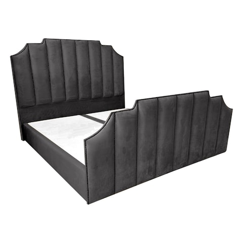 إن هاوس تاج هيكل سرير منجد بالمخمل - نفر ونص - 200×150 سم - رمادي غامق