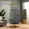 Bird cage with top playing area and birds accessories, Bird toy for Parakeet, Parrot, Lovebirds, Pigeons, Cockatiels, Macaw, Durable frame with perch stand and wheels. Black (154cm)