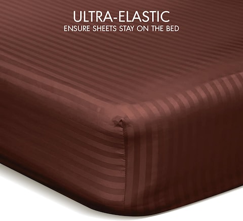 Hotel Linen Klub Reversible Down Alternative Comforter Set, Ultra Soft Brushed Stripe Microfiber Fabric, 200GSM Soft Fibersheet Filling, Size: Single 160 x 200cm, Chocolate &amp; Cream