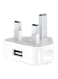 3-Pin Wall Charger USB Adapter Plug White
