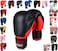 Max Strength Boxing Gloves Kickboxing Punching Training Muay Thai UFC Fight Mitts MMA (Black/Red (Plain), 14Oz)