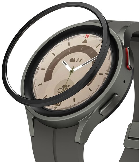 Ringke - Samsung Galaxy Watch 5 Pro 45mm - Bezel Styling Case Adhesive Frame Ring Cover - Black  (45 - 02)