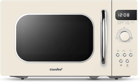 Comfee&#39; Microwave Oven 20L 800W Retro Vintage Microwave Oven With 8 Automatic Menus, 5 Power Levels, Elegant Design, Easy To Use, Compact Size -Retro Apricot