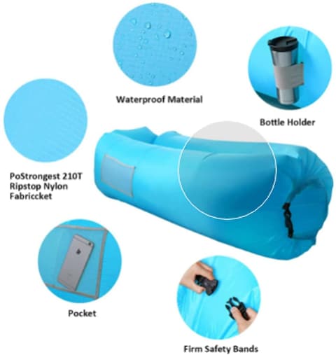 Portable Inflatable Air Bed Sofa Outdoor Beach Camping Sleeping Bag Couch Lounger Chair Sleeping Bag Air Chair for Travelling, Camping, Hiking and Beach Parties