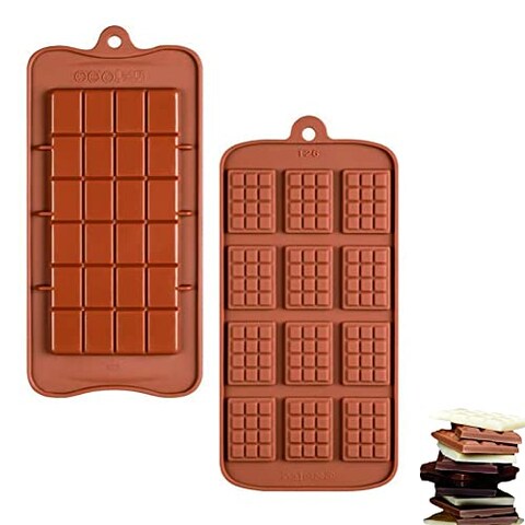 Generic Break-Apart Chocolate, Waffle Chocolate Mold, Set Of 2 Packs Non-Stick Silicone Bar Candy Molds