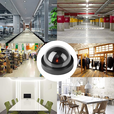 Tomvision - XBW Fake Security Cameras (4 Pack Black) CCTV Dome Dummy Camera with Realistic Look Recording Flashing Red LED Light Indoor and Outdoor Use, for Homes and Business